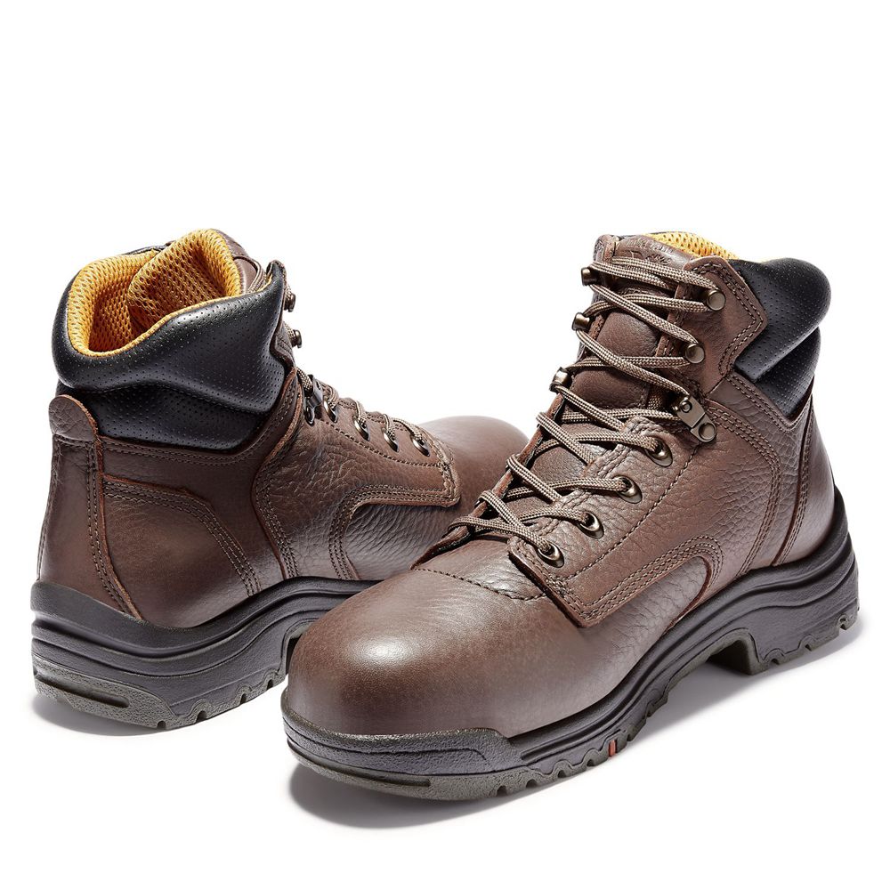 Timberland Μποτακια Εργασίας Ανδρικα Καφε - Pro® Titan® 6\" Alloy Toe - Greece 1870623-XJ